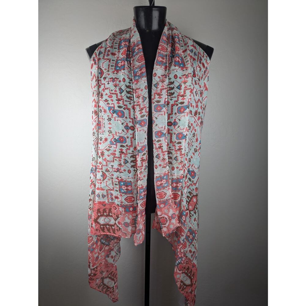 NWT Ariat One Size Roaming Vest Scarf colorful peach teal brown